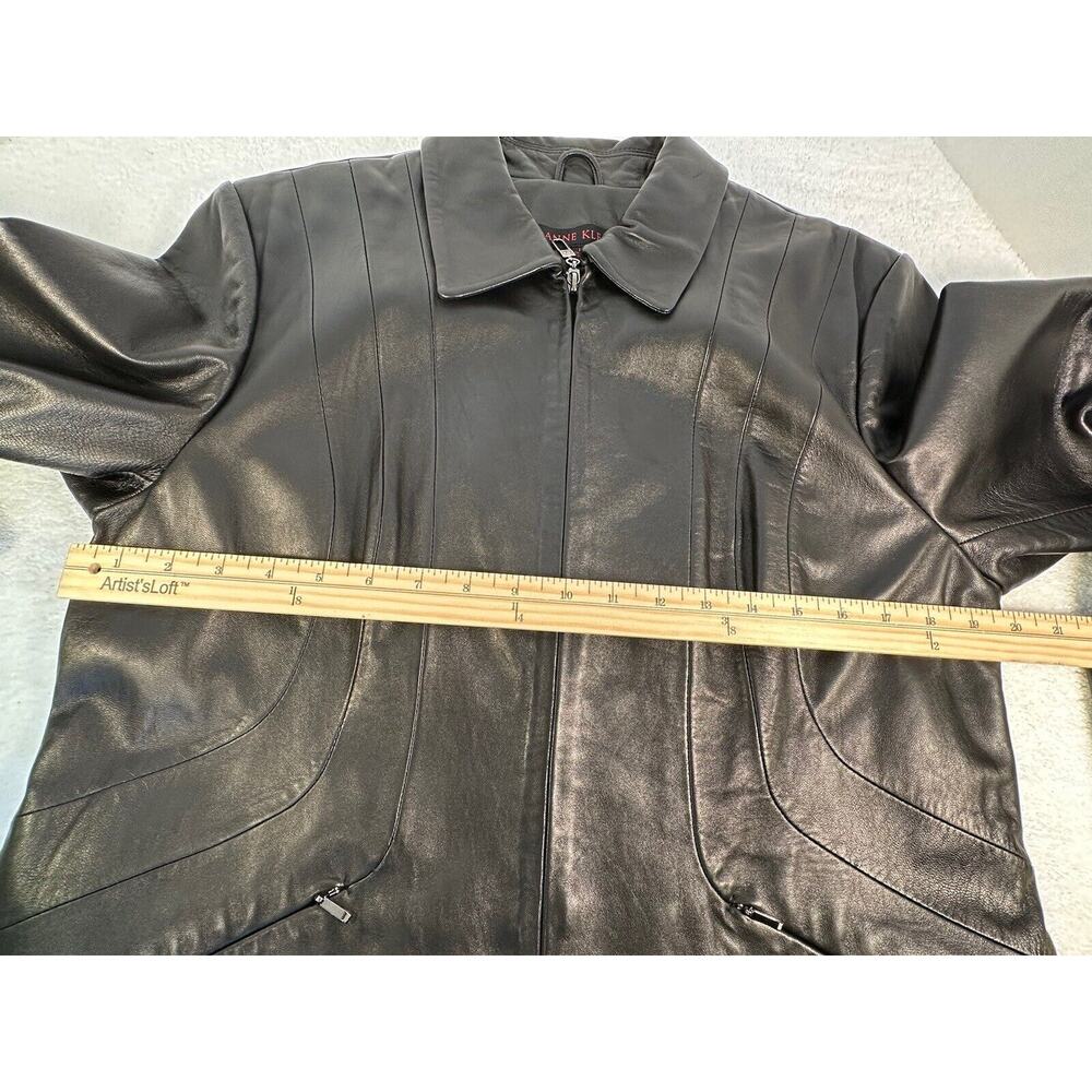 ANNE KLEIN VINTAGE GENUINE LEATHER (LAMB SKIN) B/W-JACKET SIZE L TIMELESS, 🤩 - Picture 6 of 16